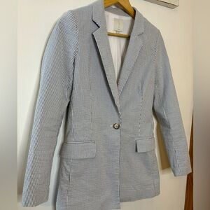 Joie Seersucker Striped Longline Blazer